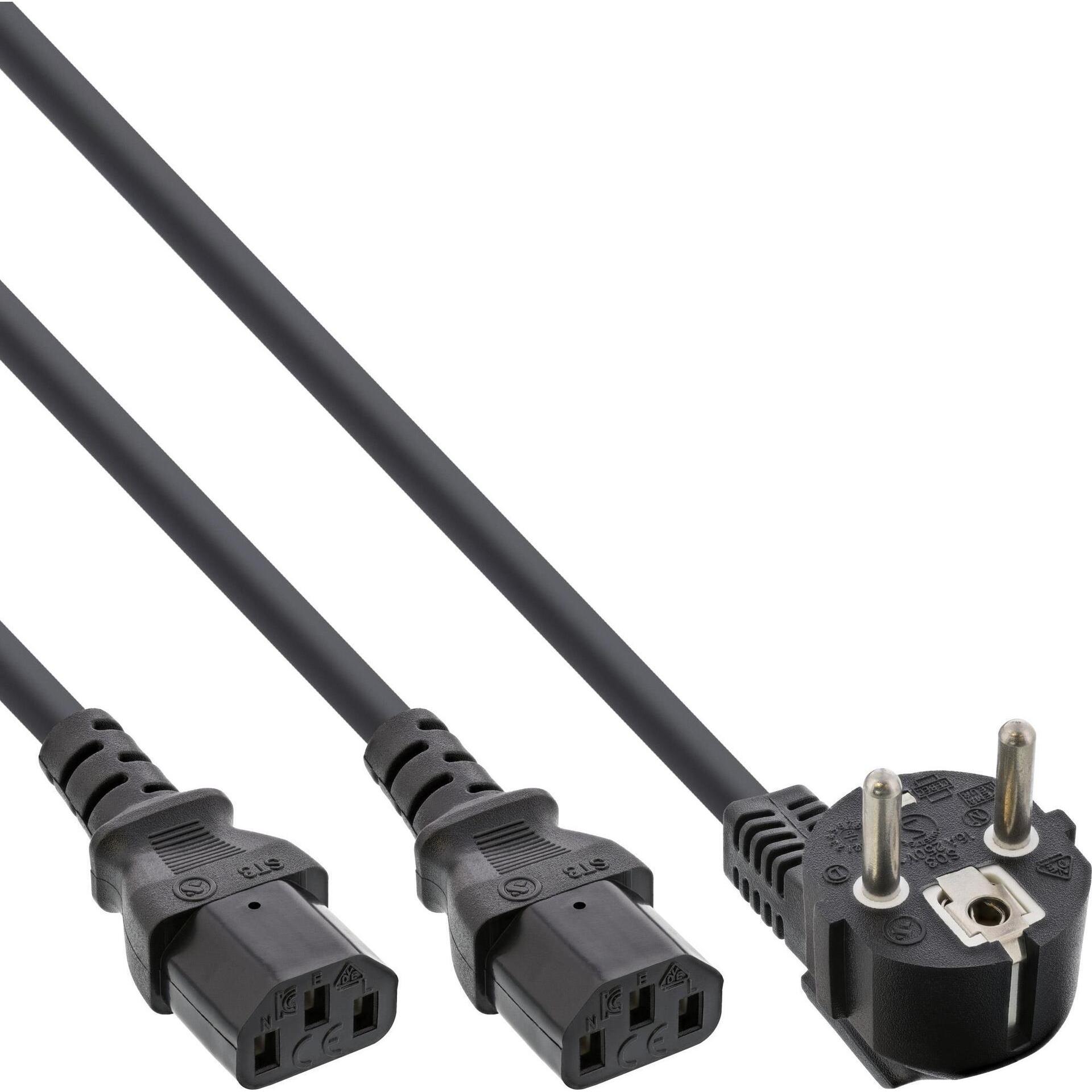InLine Y-Verteilerkabel, 1x SchuKo zu 2x Kaltgerätebuchse (1.80 m), Stromkabel