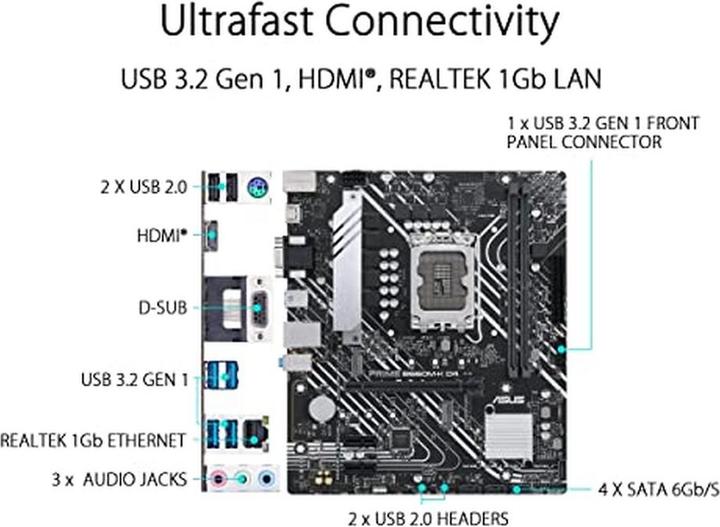 Productafbeelding ASUS PRIME B660M-K D4 (LGA 1700, Intel B660, mATX)