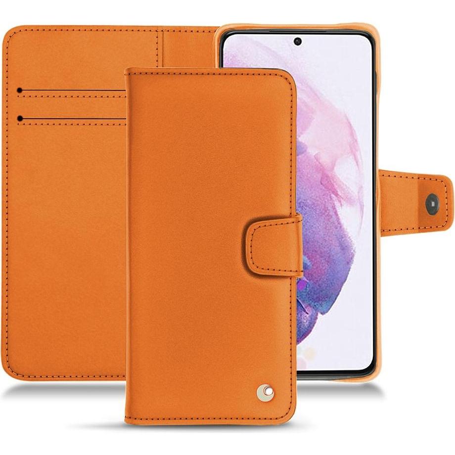 Noreve Lederschutzhülle Wallet (Samsung Galaxy S21+), Smartphone Hülle, Orange