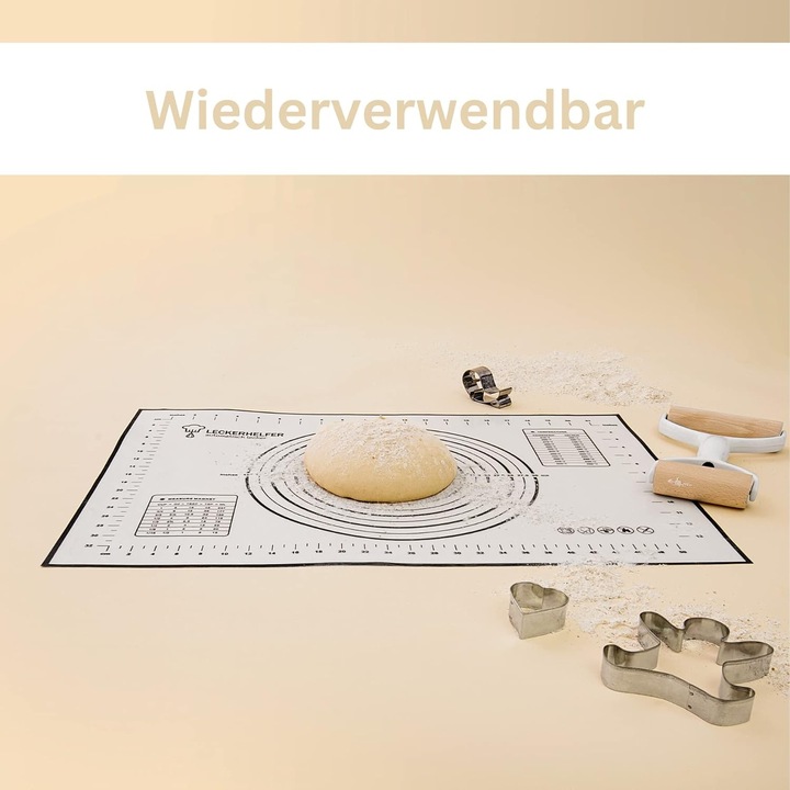 Produktbild Leckerhelfer Premium Backmatte / Rutschfeste Backunterlage XXL 60 x 40 cm (60 x 40 cm)