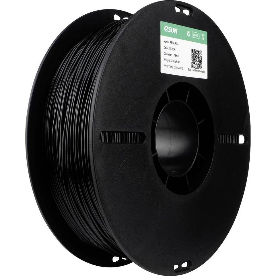 eSUN PEBA-90A Black Filament PEBA Geringe Dichte, Highspeed Filament, hohe Zugf (PEBA, 1.75 mm, 1000 g), Filamenti stampa 3D, Nero
