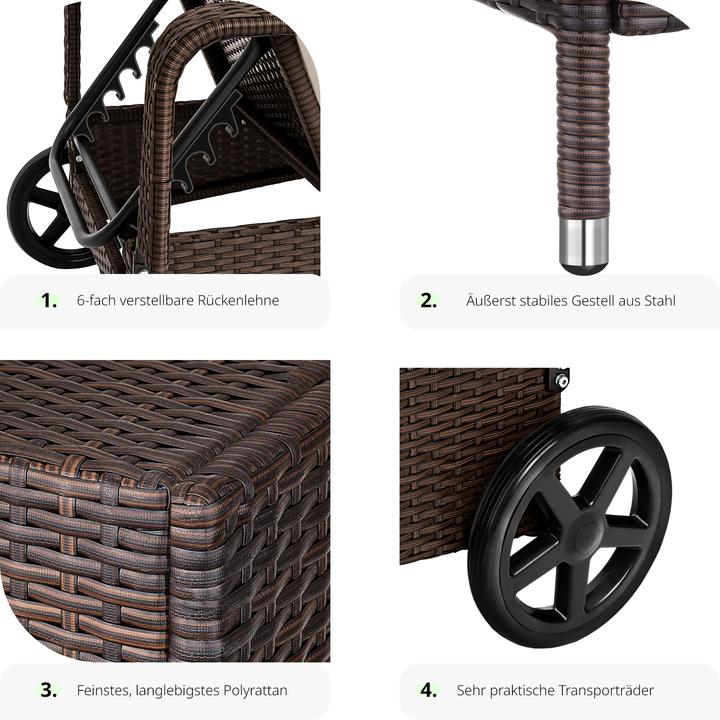 Produktbild tectake Sonnenliege Rattan (200 cm)