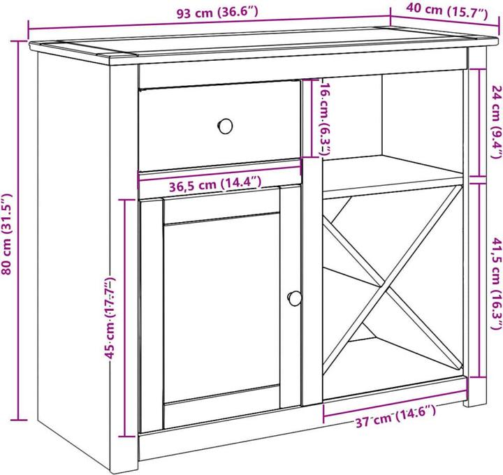 Image du produit vidaXL Sideboard (93 x 40 x 80 cm)