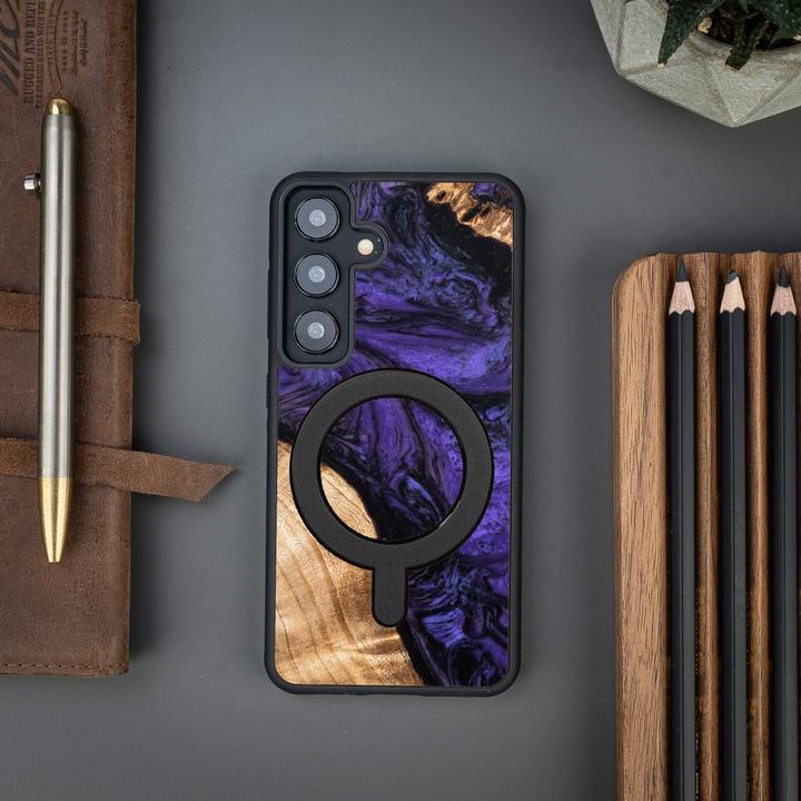 Actual product image Bewood Unique MagSafe Violet wood and resin case for Samsung Galaxy A55 5G - purple and black (Samsung Galaxy A55)