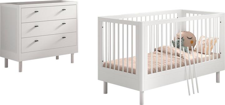 Vipack Babyzimmer Forrest Buche 2-teilig Set (Wickelkommode, Babybett)