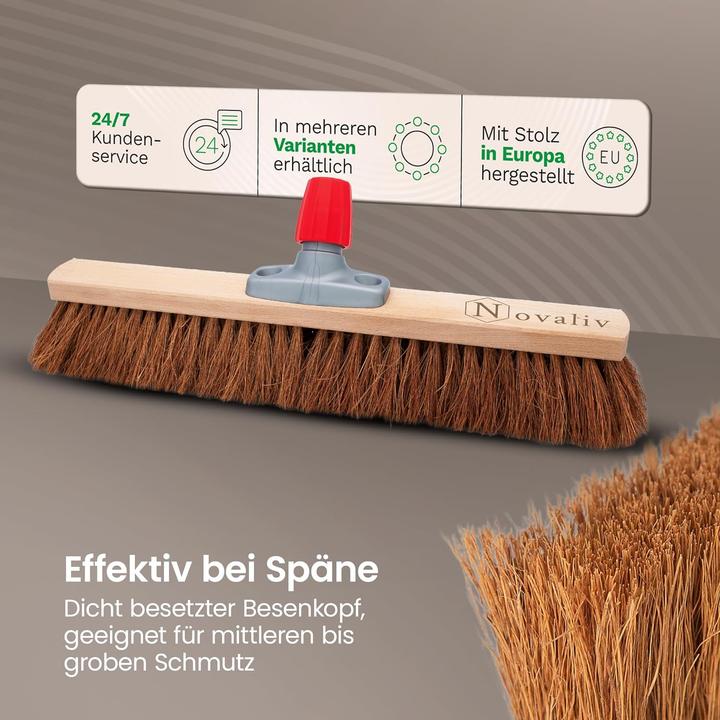 Immagine prodotto Novaliv Kokosbesen 40 cm mit Stiel Kokosborsten inkl. Kehrgarnitur verzinkt mit Gummilippe bestehend (1 pz.)