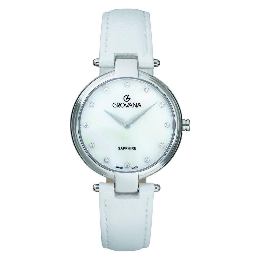 Grovana, Armbanduhr, Florence Elegancia-Kollektion – In Der Schweiz Hergestellte Quarzuhr, Weiss, (Swiss Made, 36 mm)