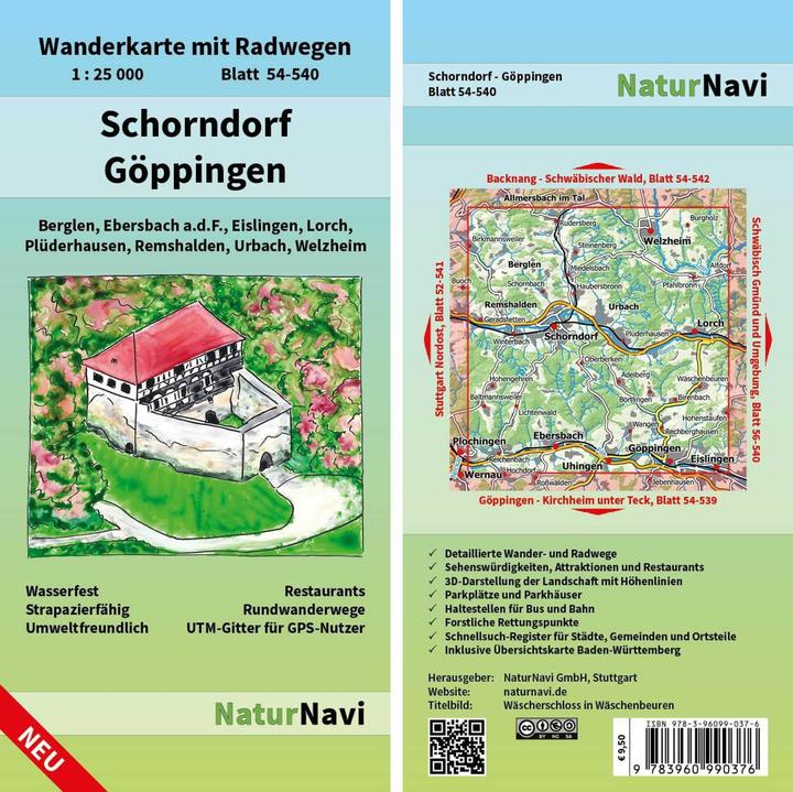 Actual product image NaturNavi hiking map Schorndorf-Göppingen