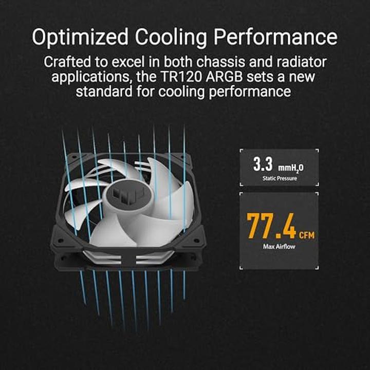 Produktbild ASUS Fan TUF GAMING TR120 FAN ARGB BLK 3IN1 (120 mm, 3 x)