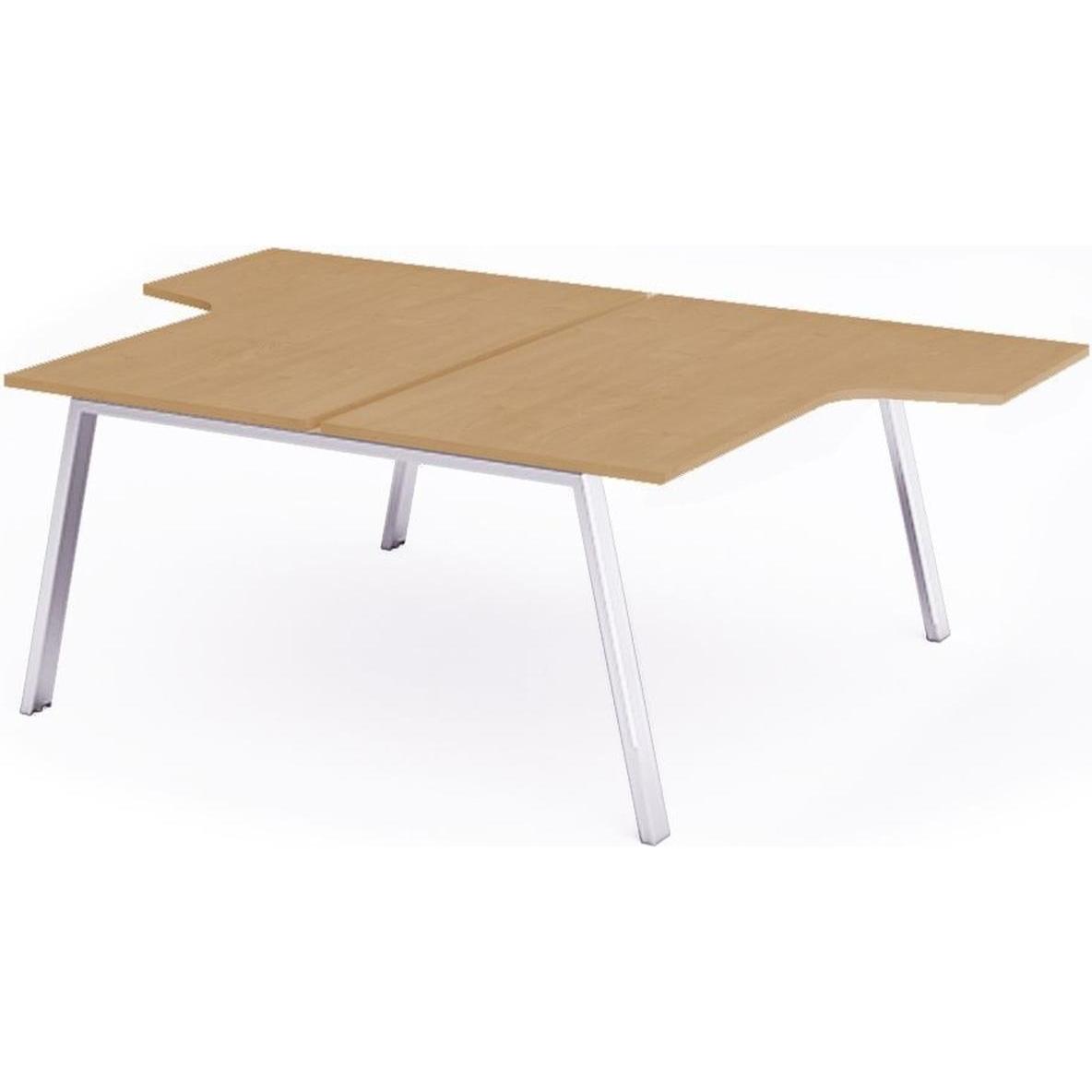 Rocada, Schreibtisch, Mehrfacharbeitstisch Blanca L-Form BxTxH 180x163x240x73cm Gestell verchromt Platte Melamin buche