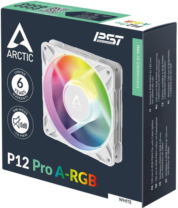 Actual product image Arctic Lüfter 120*120*25 P12 Pro A-RGB (White) (120 mm, 1 x)