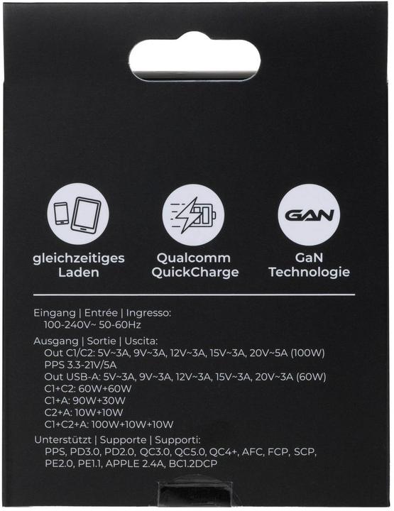 Image du produit Onit Chargeur mural USB Trial QC5.0 120 W GaN Noir (120 W, 3 ports)