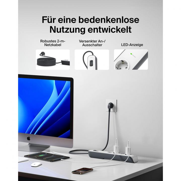 Immagine prodotto Belkin Steckdosenleiste 4-fach 2 Meter Netzkabel BSV400vf2M-V2 (4 x, 2 m)
