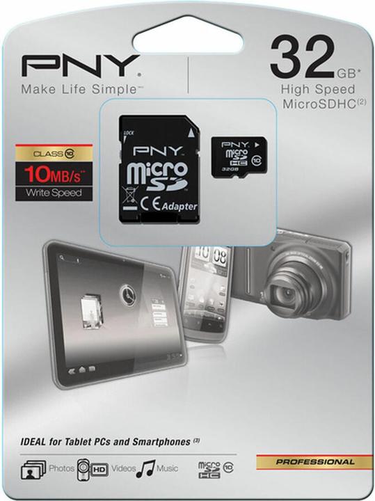 Immagine prodotto PNY Elettronica Scheda di memoria flash HP (adattatore microSDHC/SD incluso) (32 GB, microSDHC, U1)
