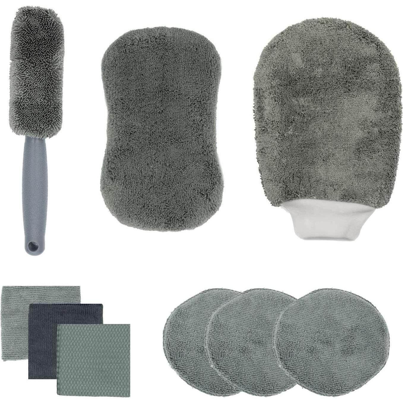 Intirilife, Fahrzeugreinigung Zubehör, Autopflege Reinigung Set mit Mikrofaser Handschuh (9-tlg)