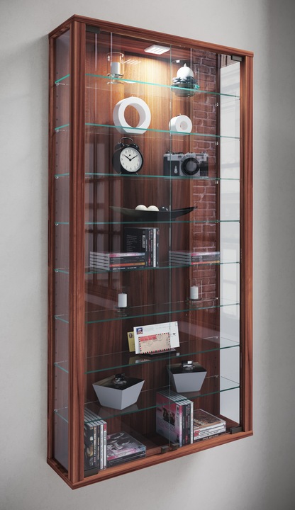 Produktbild VCM Sammel Wandvitrine Holz Glas Vitrosa Maxi (59 x 18 x 114 cm)