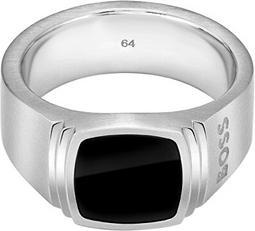 Actual product image Hugo Boss - Men's steel ring with onyx Odell 1580652 - Circuit: 62 mm (62, Steel)