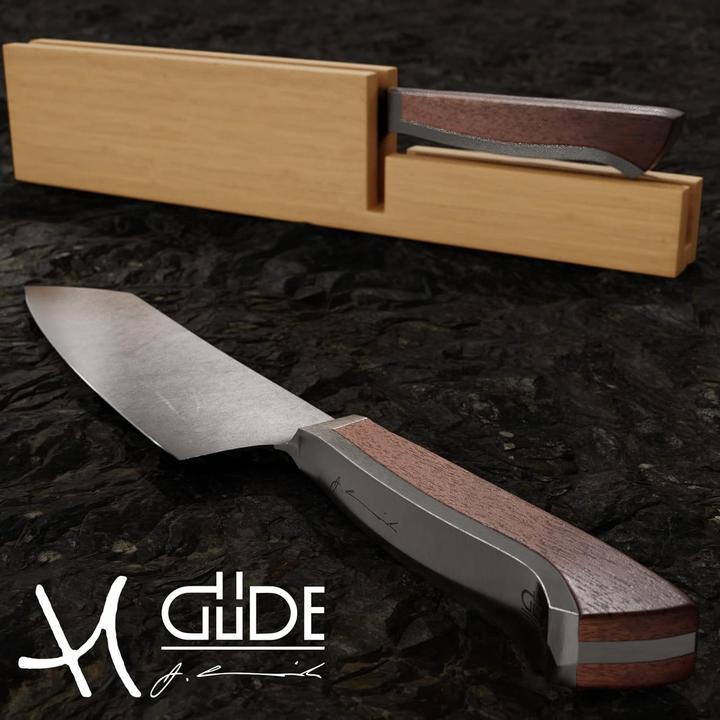 Actual product image Gude Solingen Santoku knife forged 18 cm walnut wood CAMINADA Handmade Germany (18 cm)