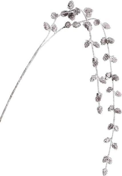 DPI Dekozweig - mit Zapfen - weiss/braun (89 cm)