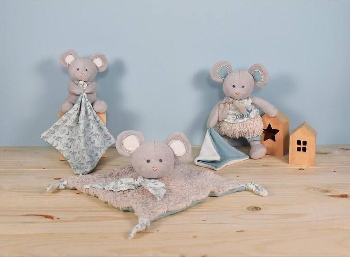 Image du produit Doudou et Compagnie Souris bio avec doudou, vert olive 15cm