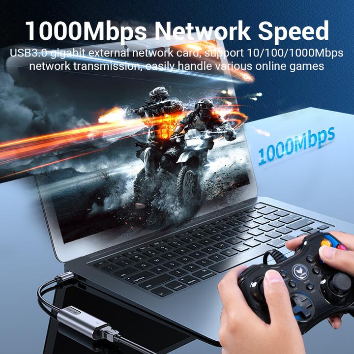 Immagine prodotto Vention Adattatore da USB-C a Gigabit Ethernet 0,15 m grigio in lega di alluminio Tipo (RJ45, USB-C, RJ45 Gigabit Ethernet (1x))