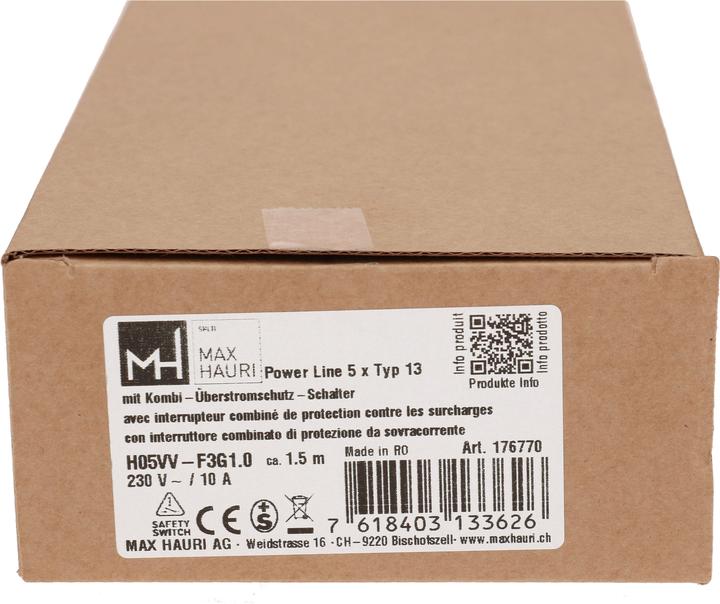 Produktbild Max Hauri POWER LINE mit Schalter (5x, Typ 13, 1.50 m)