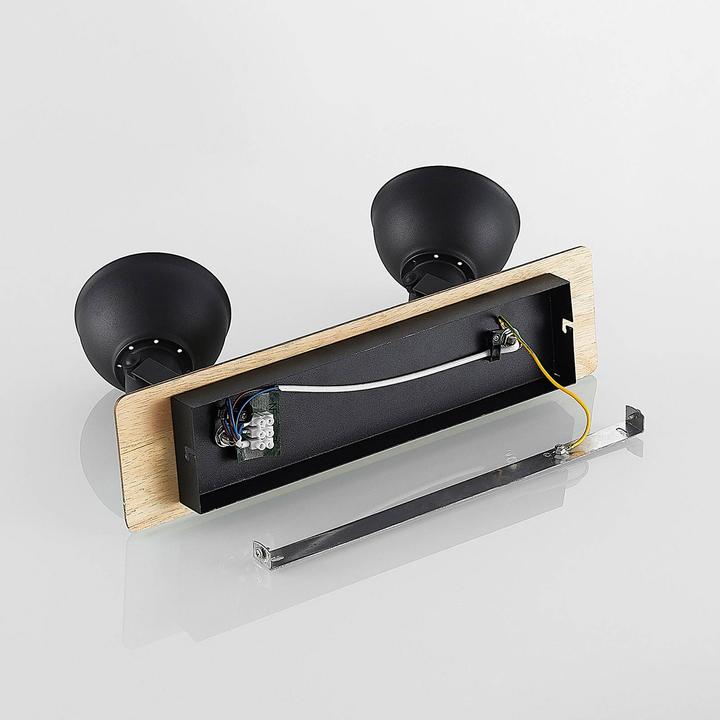 Actual product image Lindby Aylis ceiling lamp, black, wood, 2-light. (E14)