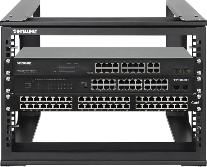 Immagine prodotto Intellinet Rack da laboratorio da 19" per montaggio a parete, 2 guide di supporto, 6 U (6 HE, Rack da 19 pollici)