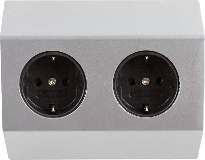 Produktbild Heitronic 500069 Steckdosenleiste Weiss, Silber 1 St. (2 x, 1 m)