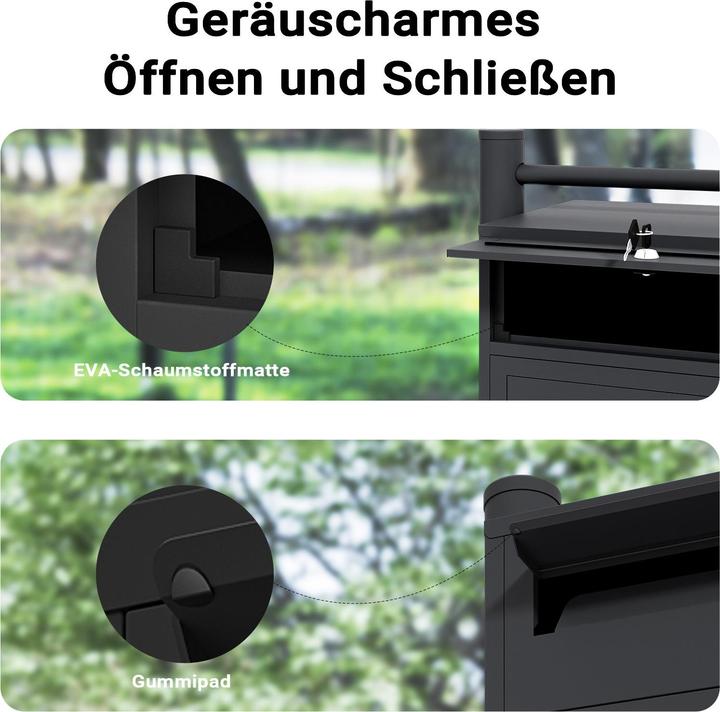 Produktbild Wiltec 6er Briefkastenanlage schwarz 270x513x1500mm Standbriefkasten Briefkasten