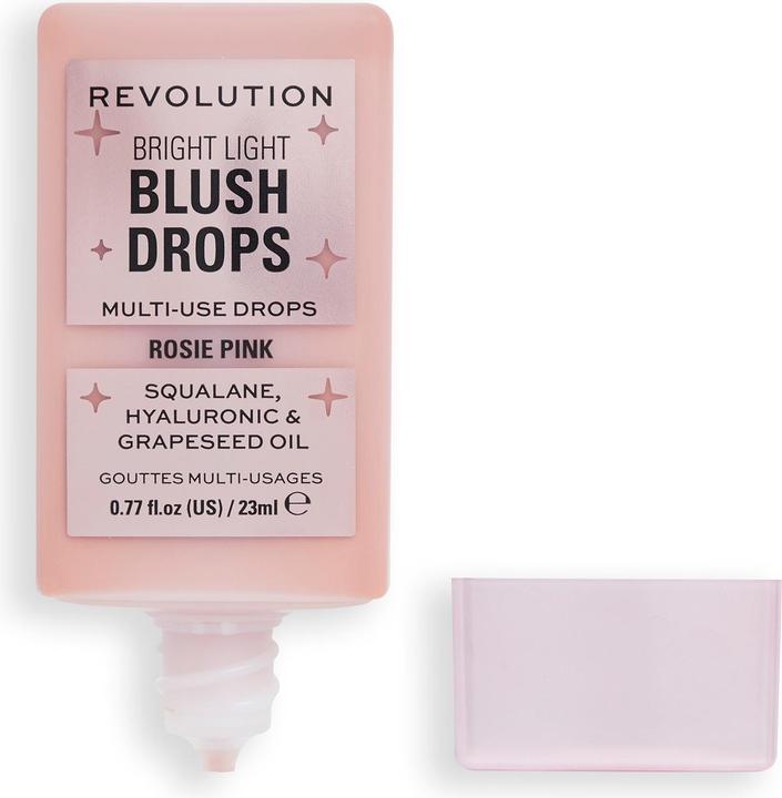 Actual product image Makeup Revolution Bright Light Blush Drops with Hyaluronic Acid Radiant Finish Pink Rosie 23ml (Pink Rosie)