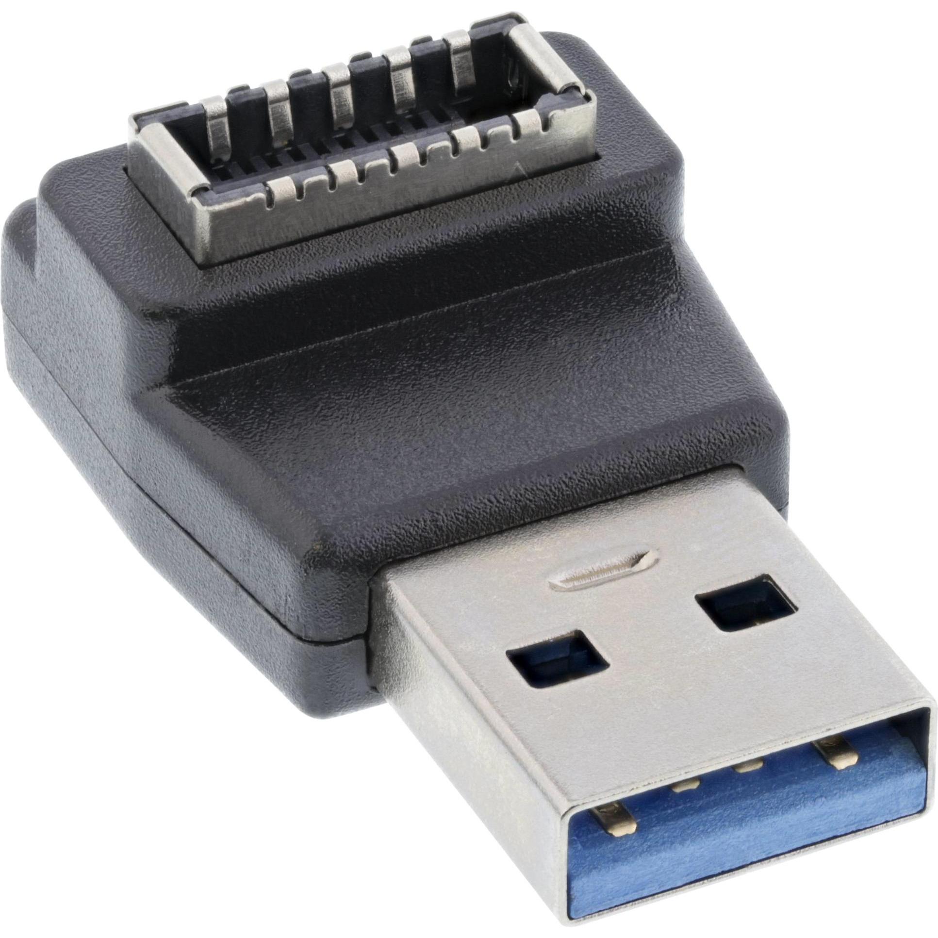 InLine USB 3.2 Adapter, USB-A Stecker zu intern USB-E Frontpanel Buchse (USB, 1.90 cm), Data + Video Adapter, Schwarz