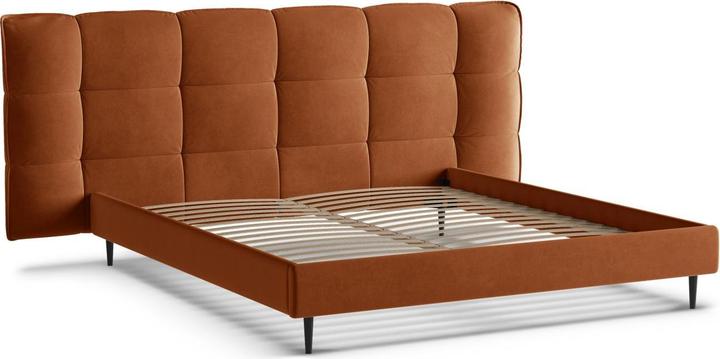Actual product image Micadoni Velvet Storage Bed With Headboard, "Eric", Terracotta, 220x270x114 Made in Europe (180 x 200 cm)