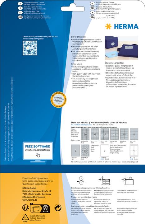 Actual product image HERMA Weatherproof coloured labels A4