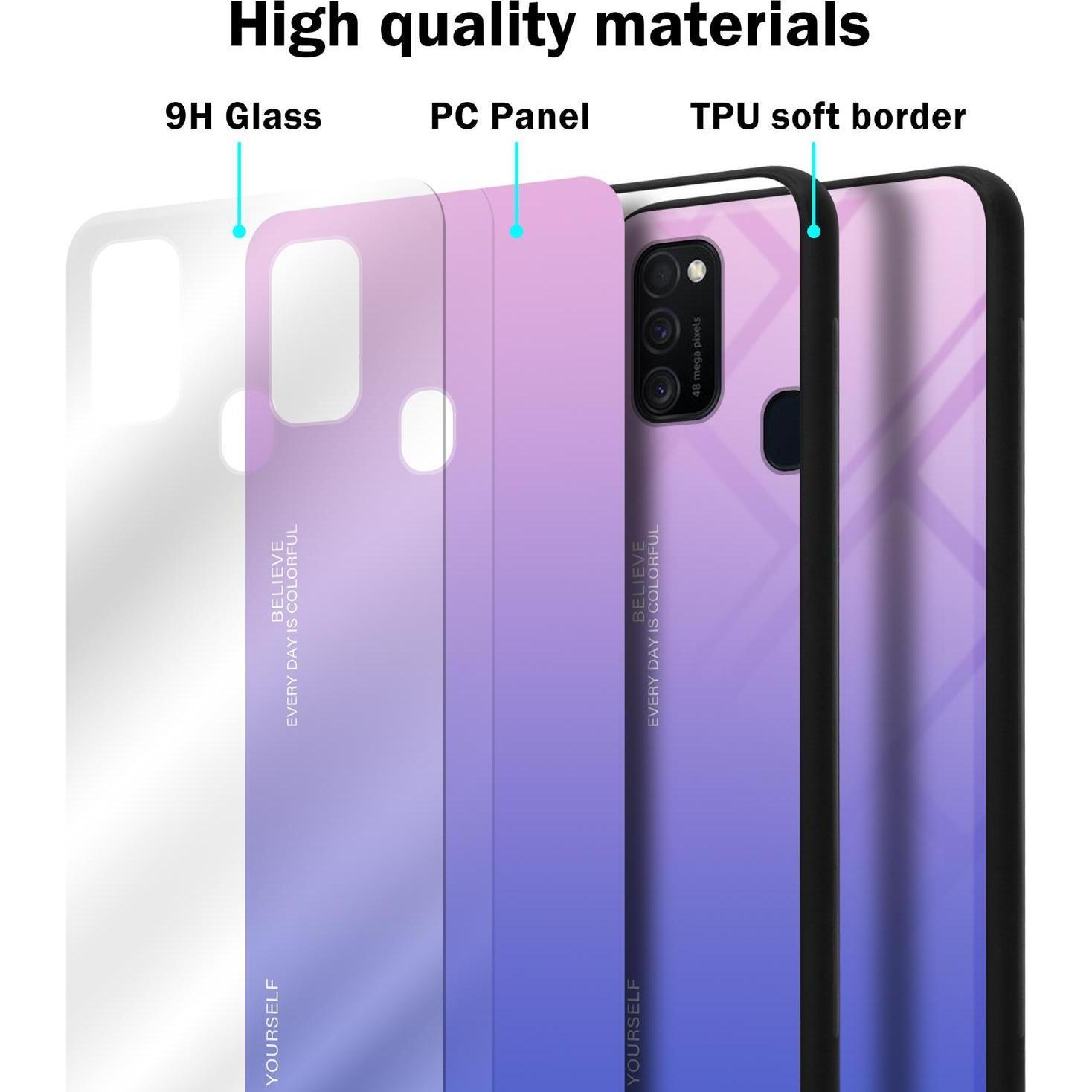 Thumbnail - Cadorabo TPU 2 Farben Glas Cover (Samsung Galaxy M30s, Samsung Galaxy M21), Smartphone Hülle, Schwarz