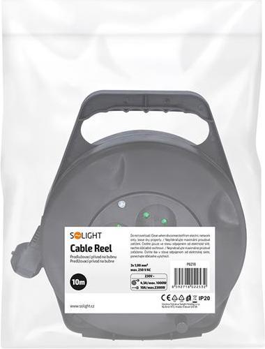 Produktbild Olight Solight predlžovací prívod na bubne, 4 zásuvky, 10m, čierny kábel, 3x 1.0mm2 (10 m, 1 mm²)