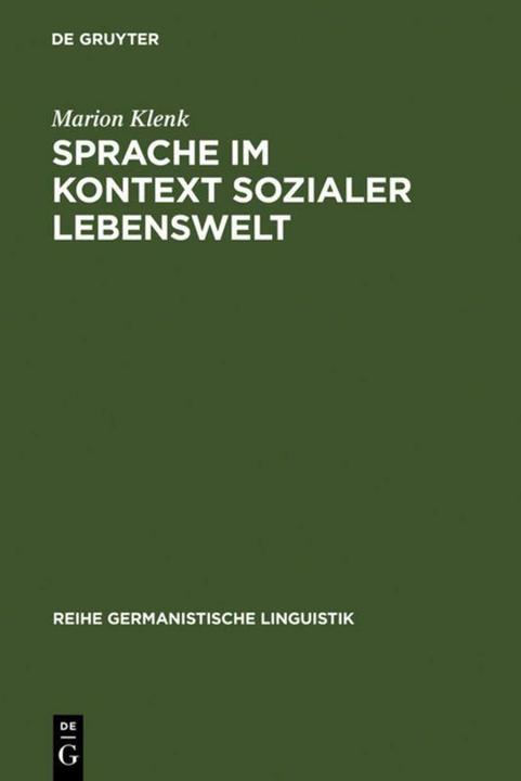 Produktbild Sprache im Kontext sozialer Lebenswelt (Deutsch, Walter de Gruyter, 1997)