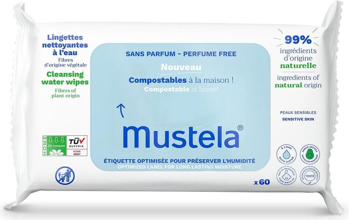 Produktbild Mustela Biologisch abbaubare, kompostierbare Wischtücher für zu Hause (60 Stk.)