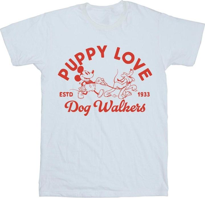 Actual product image Disney Womens/Ladies Mickey Mouse Puppy Love Cotton Boyfriend T-Shirt (L)