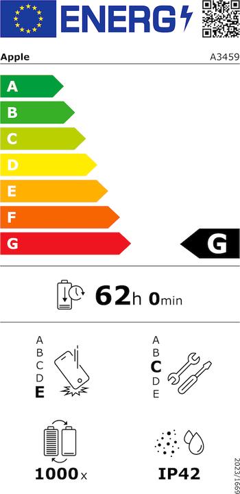 Energie-Label Apple iPad Air 11 2026 (nur WLAN, 11", 1000 GB, Purple)