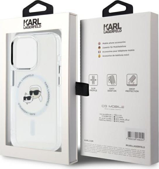 Produktbild Karl Lagerfeld IML K&CH Heads Metal Frame MagSafe Case for iPhone 15 Pro Max Transparent (Apple iPhone 15 Pro Max)