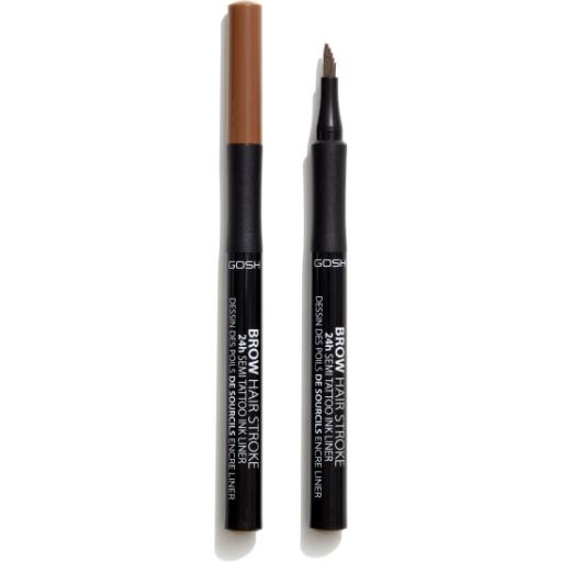 Gosh, Matita per sopracciglia, Brow Hair Stroke 24h Semi Tattoo Ink Liner 001 Brown - Nuovo e sigillato (Marrone)