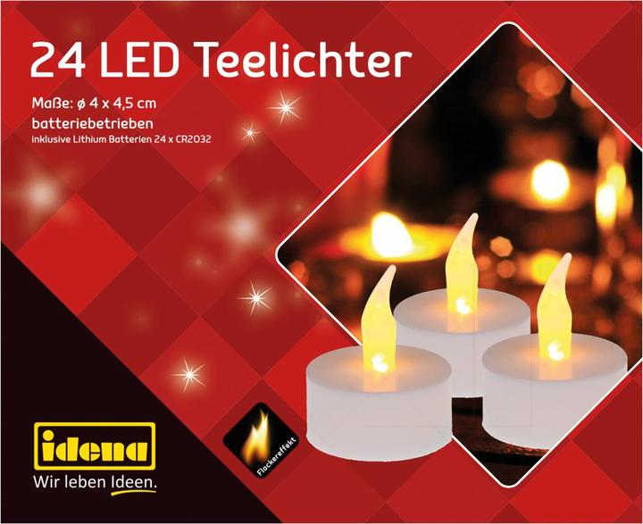 Image du produit Idena Bougies chauffe-plat LED 24 pièces avec piles lithium incluses (24 x)