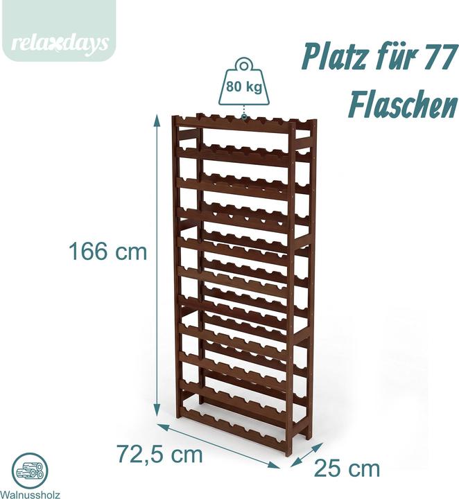 Actual product image Relaxdays winerack (72.50 x 25 x 166 cm)