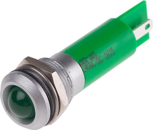 Image du produit RS PRO LED verte 12mm IP67 chrome mat, 24Vca/cc