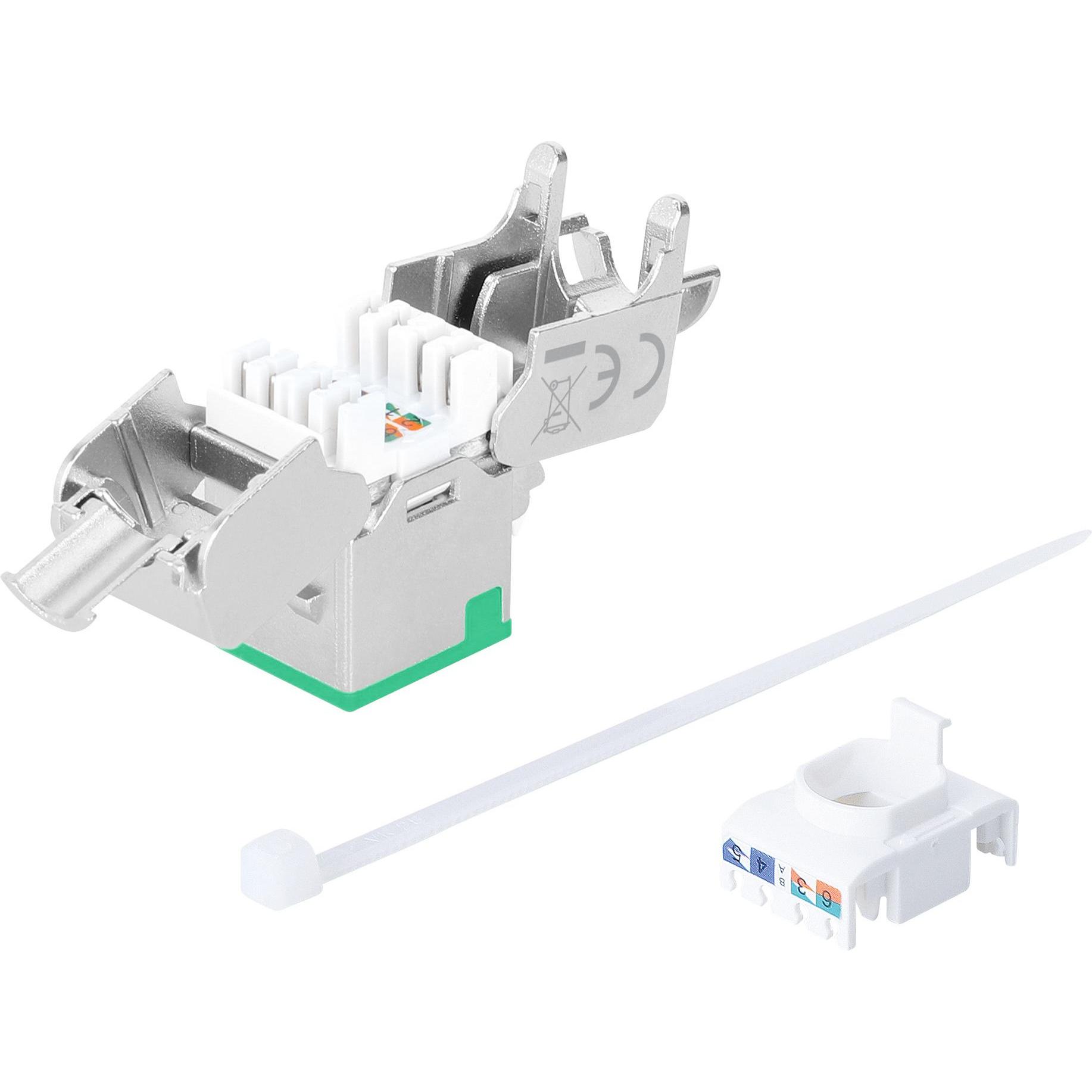 Intellinet Cat6a 10G Slimline Keystone-Modul, geschirmt und werkzeuglos, grün (Keystone Modul), Netzwerk Zubehör