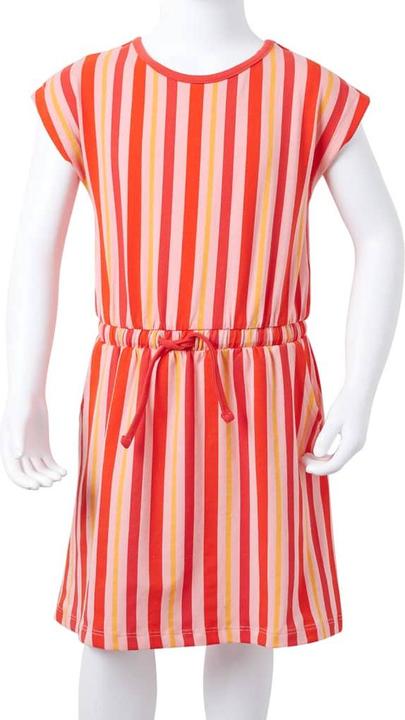 Actual product image vidaXL Children's dress with drawstring pink and red 140,Material: 95 (140)