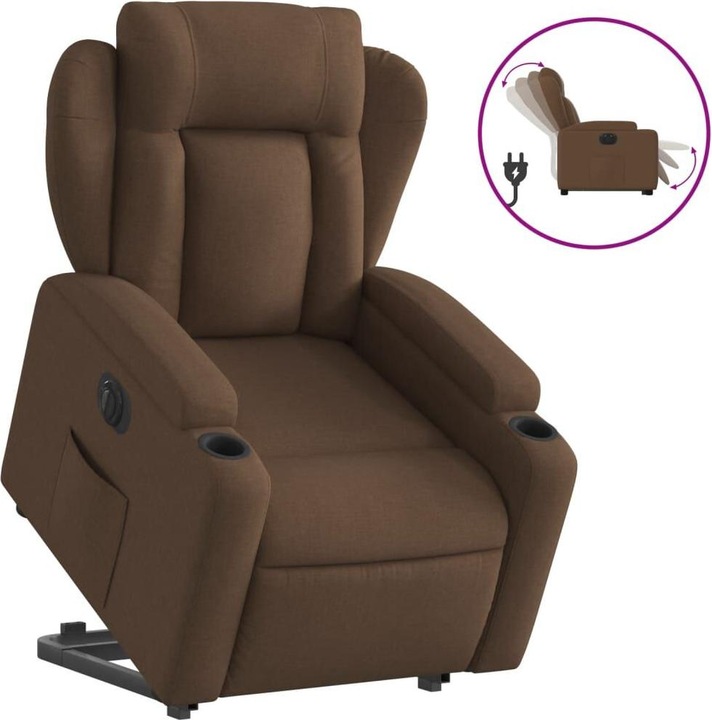 Immagine prodotto VidaXL Poltrona relax con ausilio per l'alzata Poltrona elettrica per la TV Poltrona in tessuto marrone