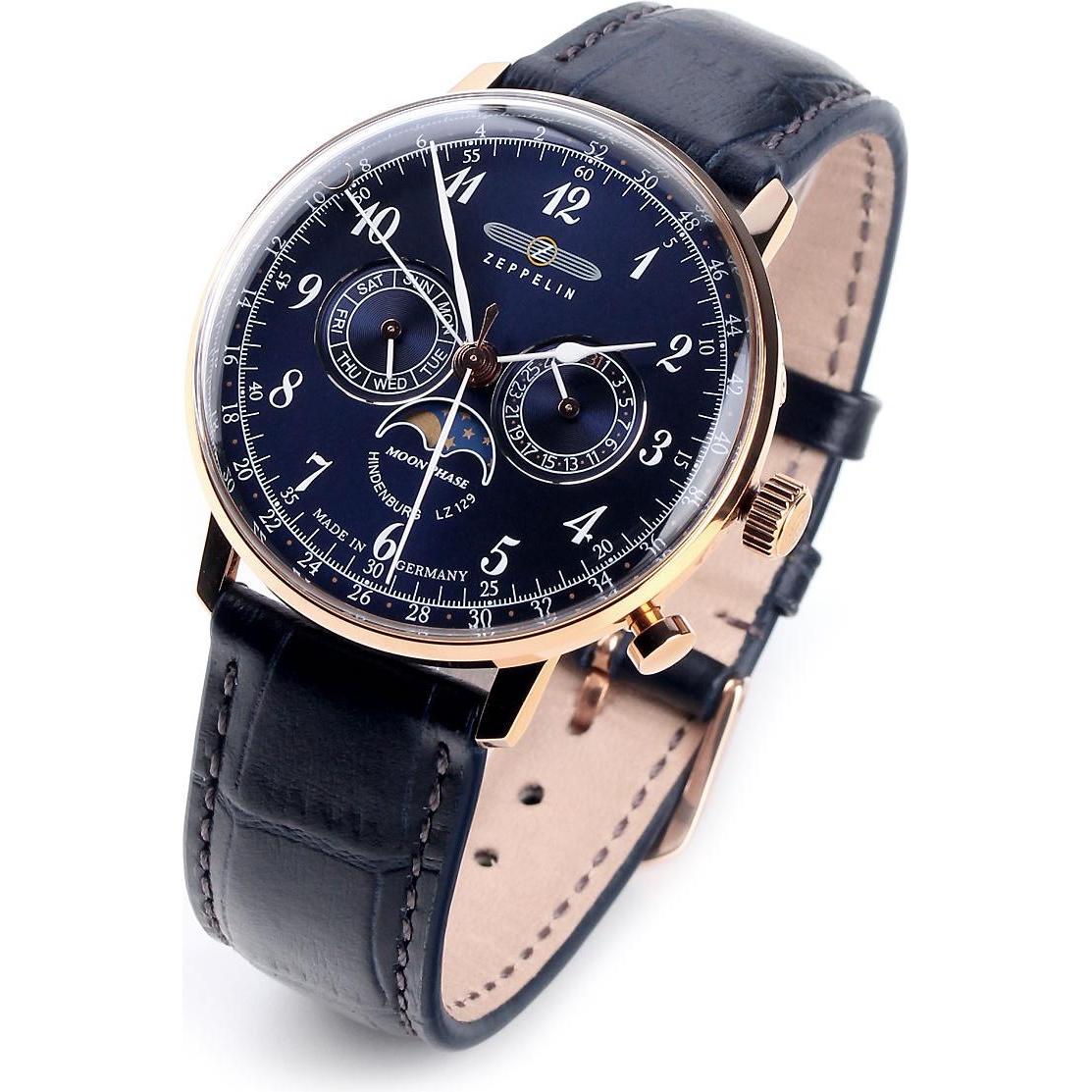 Thumbnail - Zeppelin, Armbanduhr, LZ129 Hindenburg Mondphase, Blau, Türkis, (Chronograph, 40 mm)