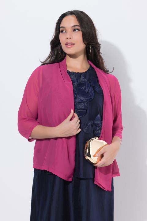 Actual product image Ulla Popken Oversized Shawl Collared Chiffon Jacket (62)